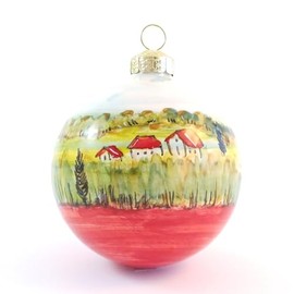 thatsArte.com – Italian Hand Painted Ceramic Christmas Ball Ornaments Deruta Pottery for Xmas Tree Decoration Umbria Landscape Handmade in Italy by D&G Design