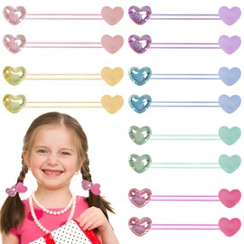 12PCS Ball Charm Hair Ties for Little Girls,Colored Camellia Bead Rubber Band Bubble Hair Ties with Balls No Damage Ponytail Holders for Toddler Girls (Pink, Light Purple, Blue,Rose Red, Green,Yellow)