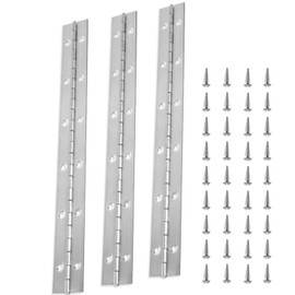 JJiaoLinin Continuous Piano Metal Hinge,3 Pcs 12 Inch Piano Hinge Stainless Steel Long Hinge Furniture Hinge with Holes Heavy Duty Piano Hinge with Holes and Screws for Cabinet Door Window