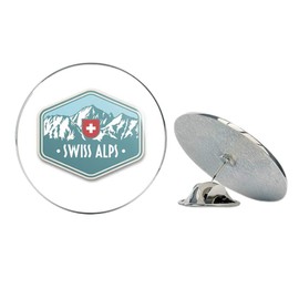 Swiss Alps Switzerland Round Metal 0.75" Lapel Pin Hat Shirt Pin Tie Tack Pinback