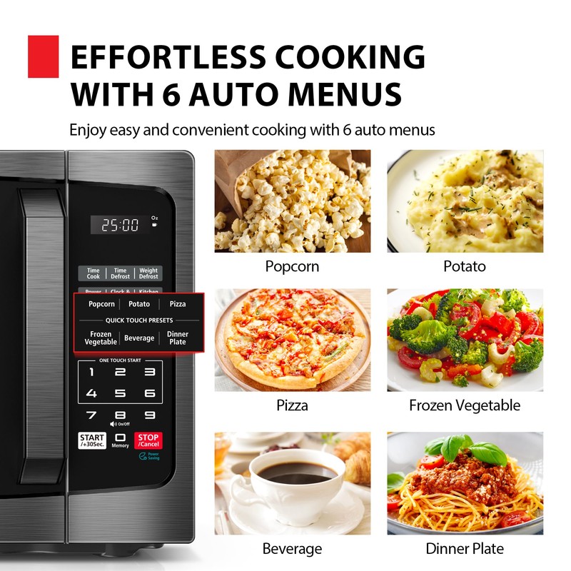 TOSHIBA ML-EM09PA(BS) Small Microwave Oven with 6 Auto Menus, Mute