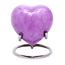 Royal Rapture Urn for Ashes Funeral Memorial Cremation Keepsake Love Urns Decorative Brass Heart with Stand (Purple Plain, 3") RHM03-04