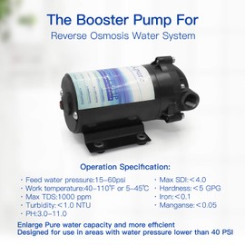 Geekpure Reverse Osmosis Booster Pump Kit with Transformer + High and Low Pressure Switches + Fittings for 50-150 GPD RO System