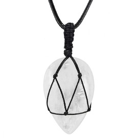 KYEYGWO Unisex Teardrop Pendant Necklace, Amulet Reiki Healing Gemstone Pendant Made of Water Drop Crystal, Crystal, rock crystal