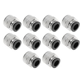 HOPESPANNER Push to Connect Air Fittings 3/8" Male Thread Air Line Quick Connector Plastic Metal 1/2" BSPT 10 Pcs Black Silver Tone