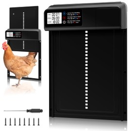 Automatic Chicken Coop Door with Time Mode, Electric Chicken Coop with Waterproof Large Display, for Safe Chicken Keeping, Also Available for Automatic Kitten and Puppy Doors