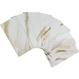 AULIGET 4-Piece Calacatta Gold Marble Look Peel and Stick Backsplash Wall Tiles, 3" x 6" Faxu Stone PVC Stick on Tile for Backsplash Kitchen, Bathroom, Laundry Room, Camper, Fireplace