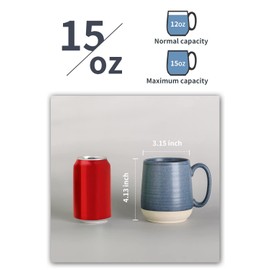 Hasense Porcelain Coffee Mugs Set of 6, 15 Ounce Large Ceramic Coffee Cups Set with Handle for Latte, Tea, Cocoa and Hot Chocolate, Dark Blue Coffee Mugs for Men and Women, Microwave Safe