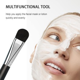 Facial Mask Application Brush, Black+Silver Soft Man-made Fiber Brush Head Cosmetic Tool for Body Lotion, Mud, Clay, Charcoal Mixed Mask