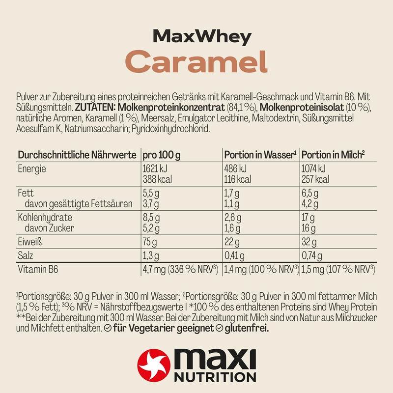 MaxWhey Caramel, Protein Powder, Caramel, 420 g