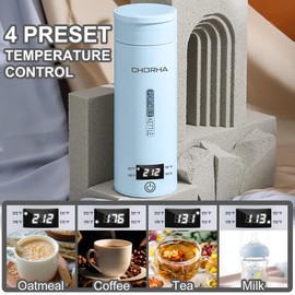 Electric Kettle Small Travel Kettle Tea Coffee Portable Kettle, 400ML with 4 Variable Presets, Electric Kettle Small 304 Stainless Steel with Auto Shut-Off & Boil Dry Protection (Blue)