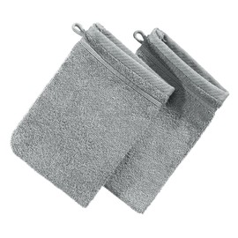 Erwin Müller Heidelberg Washing Mitt, Pack of 2, 100% Cotton, Light Grey, 15 x 21 cm, Soft Quality, Absorbent and Heavy Duty, Practical Thanks to Loop (Other Colours)