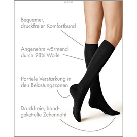 KUNERT Women's Wool Care Warm Knitted Knee Socks, Black 0070