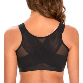 Kmytrze Women's Front Closure Bra Wirefree Full Coverage Support Posture Everyday Bra (Black, 4X-Large)