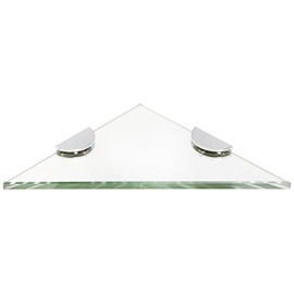 Spancraft Glass Triangle Glass Shower Shelf, Chrome Bracket, Half Round Clamp, 12"