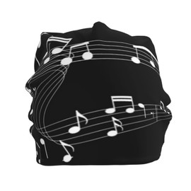 Music Note Beanie,Piano Guitar Beanie Hats Stretch Scarf Head Wrap Winter Knit Hat for Women Men