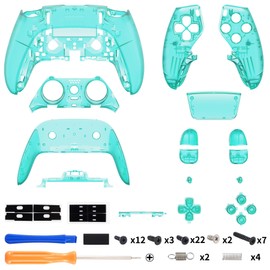 eXtremeRate Full Set Shell with Buttons Touchpad Compatible with p s 5 Edge Controller, Emerald Green Replacement Decorative Trim Shell Front Back Plates Compatible with p s 5 Edge Controller