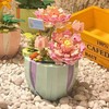Building Block Pot Plant Educational Lifelike Colorful Beautiful Block Flower