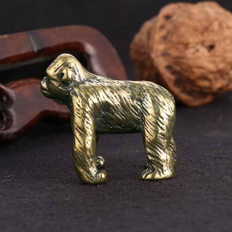 TEAMWILL Solid Brass Monkey Gorilla Statue Tea Pet Figure Animal