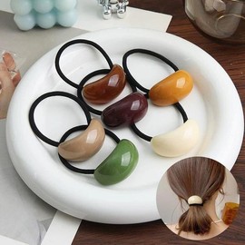 Acrylic half-ring hair tie scrunchie updo hair clip / 아크릴반링머리끈 곱창 머리끈 올림 머리 헤어 집게