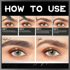 Microblading Eyebrow Pen, 2-in-1 dual-ended long-lasting eyebrow pencil, featuring micro-blade tip and precision brush tip, newly upgraded dual-ended makeup, creates natural eyeliner eyebrows (brown)