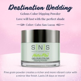 SNS Nail Dip Powder, Gelous Color Dipping Powder - Cabo San Lucas (Green/Seafoam, Cream) - Long-Lasting Dip Nail Color Lasts 14 Days - Low-Odor & No UV Lamp Required - 1oz