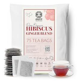 Akshit 75 Organic Hibiscus Tea Bags, Hibiscus Tea with Ginger, Hibiscus Tea blend, Hibiscus Loose Leaf Tea, Te De Hibisco, Sugar Free,Caffeine free, Gluten Free, Herbal Tea.
