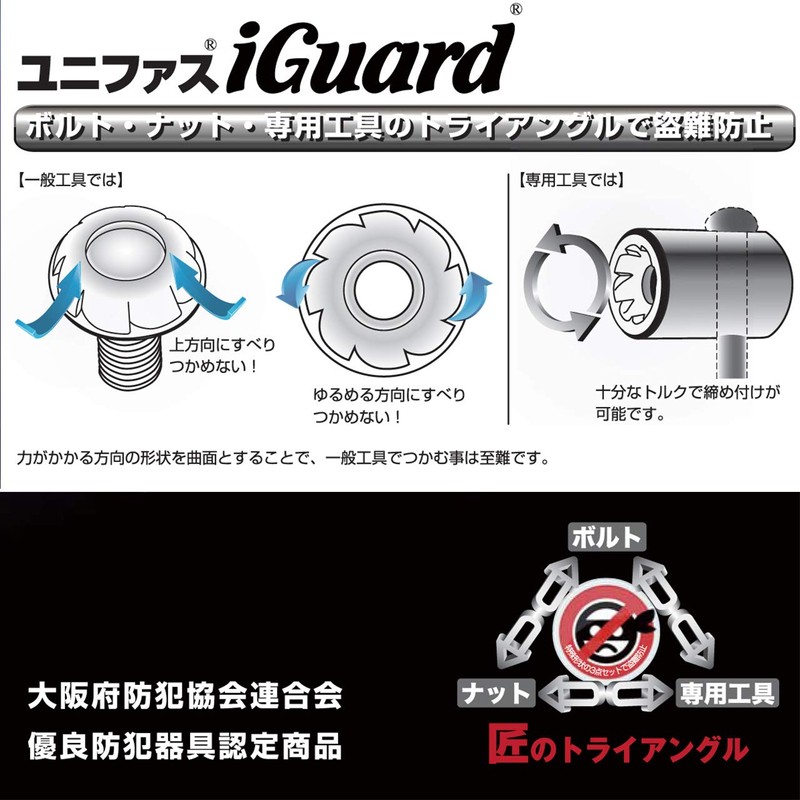 License Plate Anti-Theft Bolt Screws, Made in Japan, Eye Guard,