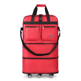 New York XPress 40'' Collapsible Travel Suitcase with Wheels - Waterproof Suitcase-Resistant Expandable#Red