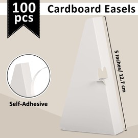 gisgfim 100 Pcs Self-Adhesive Cardboard Easel Backs Bulk White Stand Self Stick Easel Stand for Sign Picture Frame Art Easel Stand for Painting Poster Brochures Frames Photos Artwork Crafts(5 Inch)