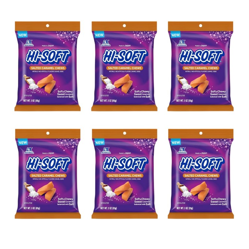 HI-SOFT Salted Caramel Chews, 6 Stand Up Pouches, 3 oz