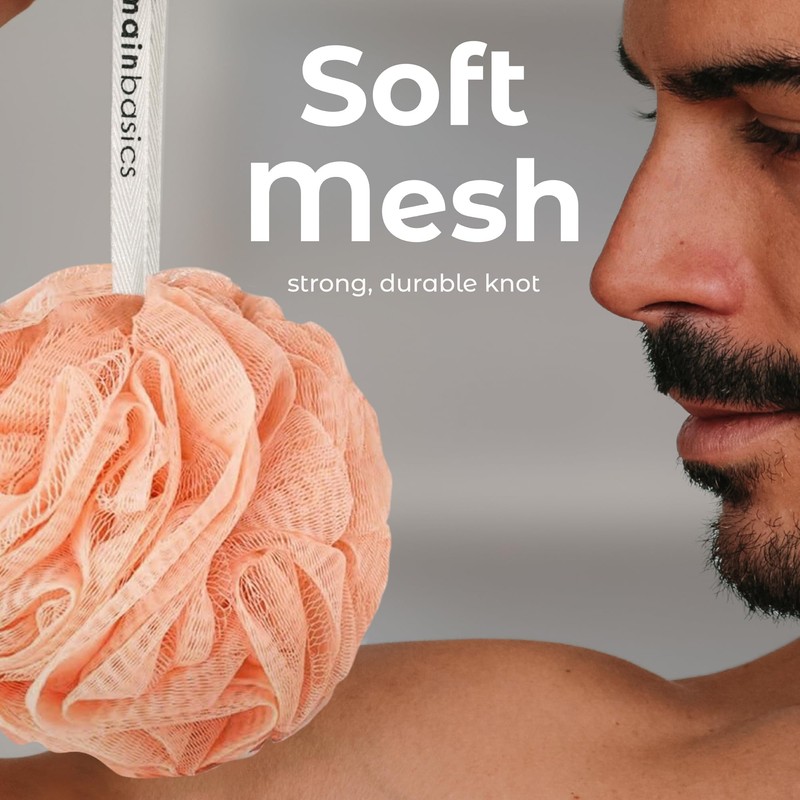 MainBasics Bath Shower Loofah Sponge Pouf Body Scrubber Exfoliator Body