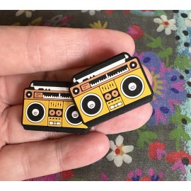 2 Piece Retro BOOMBOX Silicone Focal Beads DIY Jewelry Pens+ NEW