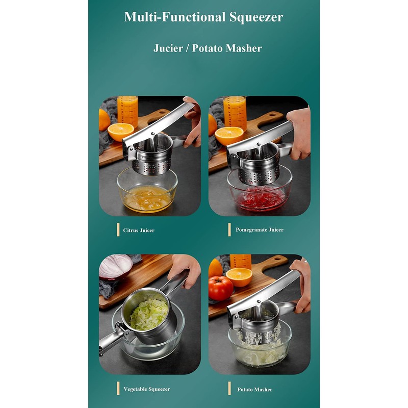 Stainless Steel Vegetable Squeezer, Upgrade Red Silicone Handle Metal Vegetable