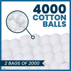 Oasis Medium Cotton Balls, 4000 Bulk Count, Soft & Absorbent Cotton Balls for First Aid, Medical, and Beauty