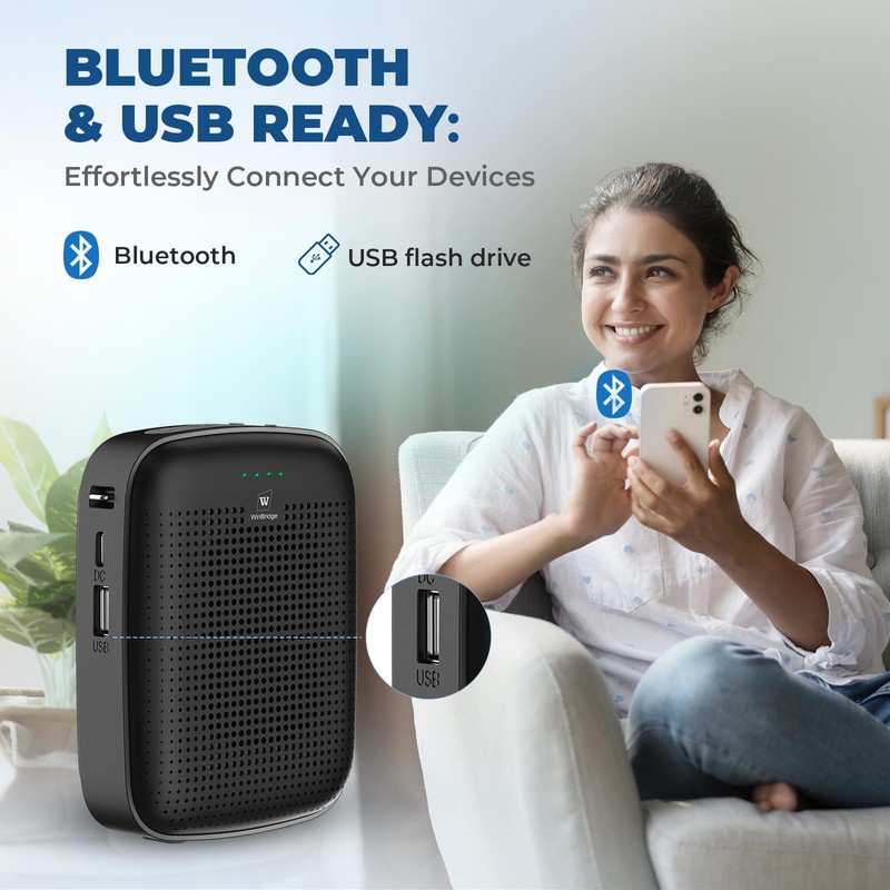 Voice Amplifier with Wireless Lapel Microphone for Teachers