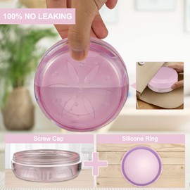 Denture Case, Leak Proof Denture Bath Case Cup Kit for Travel Cleaning, Denture Holder Box Bath Soaking Container for Women & Men with Mirror, Strainer, Removal Tool and Denture Brush(Pink)