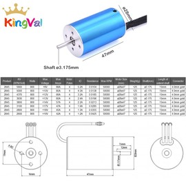 KingVal Repuesto 2845 5900 KV sin sensor, eje de motor sin escobillas de 3,175 mm con combo ESC sin escobillas de 45 A, compatible con coche RC de 1/12/1/14