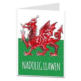 Welsh Christmas Card Nadolig Llawen Dragon Design