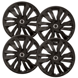 Hubcaps.com - Premium Quality 15 inch Black Hubcaps! Fits Honda Fit, Fiat 500, Prius C and Nissan Versa, Heavy Duty Construction (Set of 4)