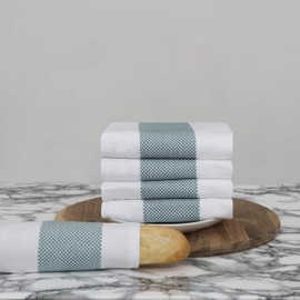100% Cotton Tea Towel - Teal Mini Chequered Pattern, Pack of 5 | Kitchen Towel Set | Absorbent, Strong, Quick Dry & Machine Washable | for Home Decor & Bathroom Accessories