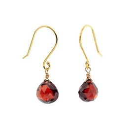 14k Gold Filled Minature Faceted Garnet Briolette Fishhook Earrings