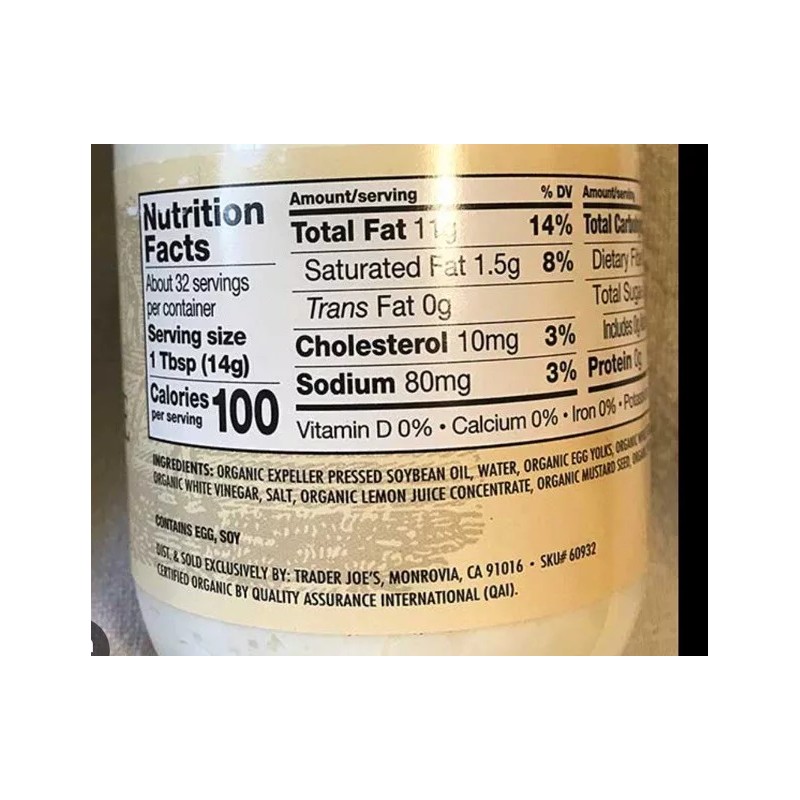 Trader Joe's 2 Bottles Trader Joe’s Organic Mayonnaise 16 oz
