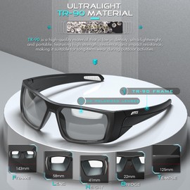 ATTCL Men's Fishing Sunglasses Polarized UV400 Protection - Ultralight TR90 Frame Rectangle Sports Glasses Y261-C4-Black-Silver