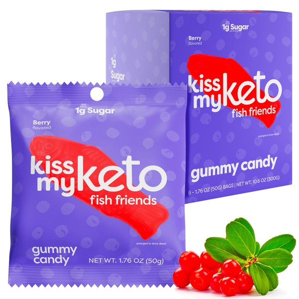 Kiss My Keto Gummies Candy – Low Carb Candy Gummy Fish, Keto Snack Pack – Healthy Candy Gummys – Vegan Candy, Keto Gummy Candy – Keto Candy Gummies (6-pack)