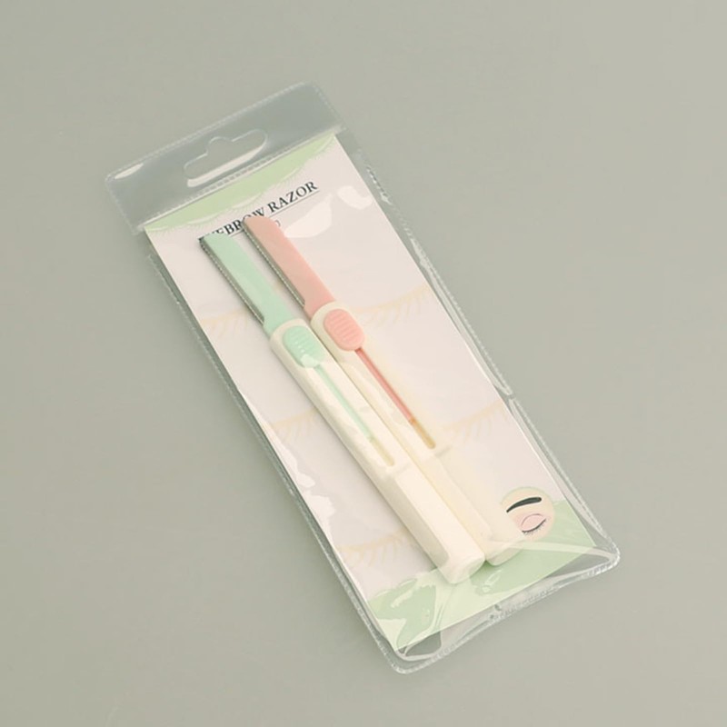 眉用カミソリ2本セット 眉毛剃り 顔剃り用 収納式 敏感肌 ムダ毛処理 携帯用 プチギフト 男女兼用