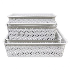 Taekwang Basket Multipurpose Basket No. 1 No. 5-T/Living Basket/Square Basket/Colander/Organization Basket/Plastic Basket/Organization Box No. 3 Gray 5ea