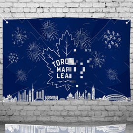 Large Canada Toronto Banner, Blue White Fabric Toronto Backdrop for Fans Party Supplies Indoor Outdoor(70.8 * 43.3inch)