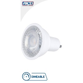FOCO LED AKSI MR16 GU10 DIMEABLE Equivalente a 55W (480 lm - Lúmenes) Consume 7W (vatios) LUZ CÁLIDA 3000K 127V - PACK de 6 Focos
