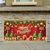 HOMETITUTE Christmas Garage Banner Backdrop 13x6ft Merry Christmas Gold Red